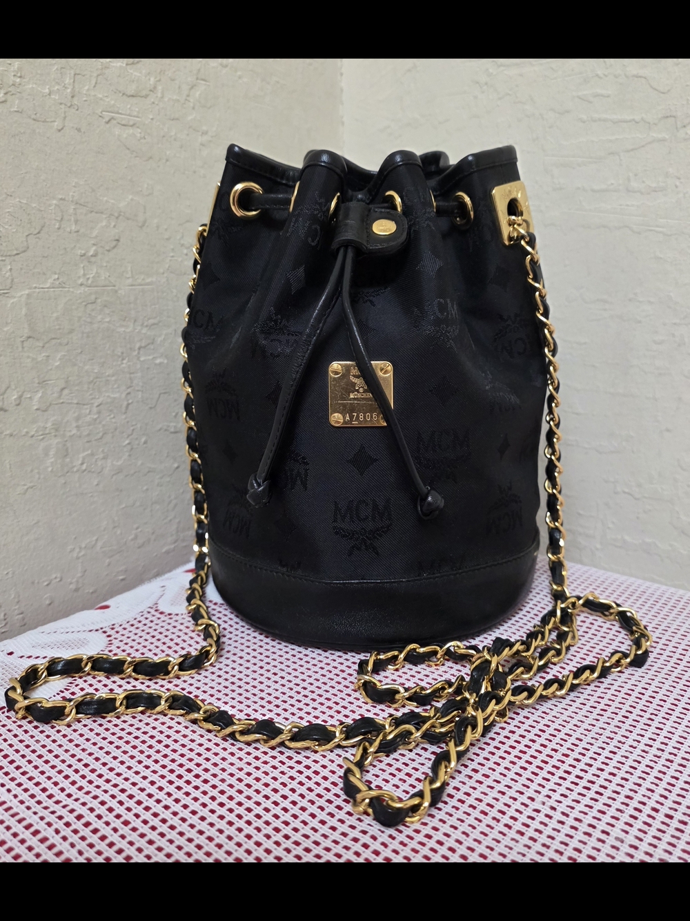 MCM Nylon Drawstring Very Long Handle Crossbody Bag Vintage AUTHENTIC - Picture 5 of 14